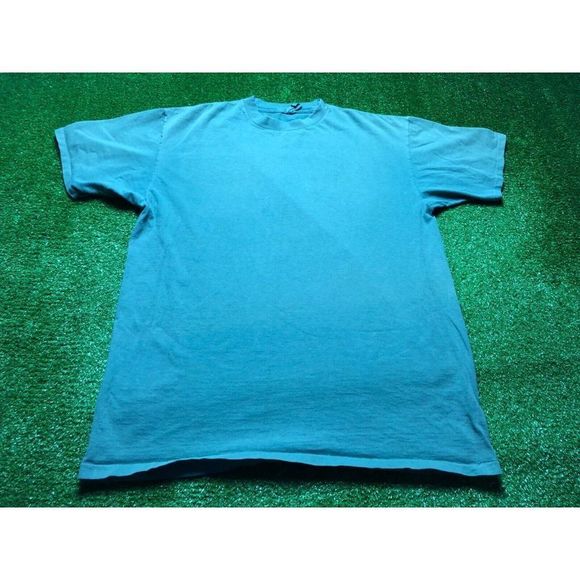 Vintage 90s Liberty Graphics Men's Single Stitch Blank Tee Size XL Green USA - Picture 2 of 6